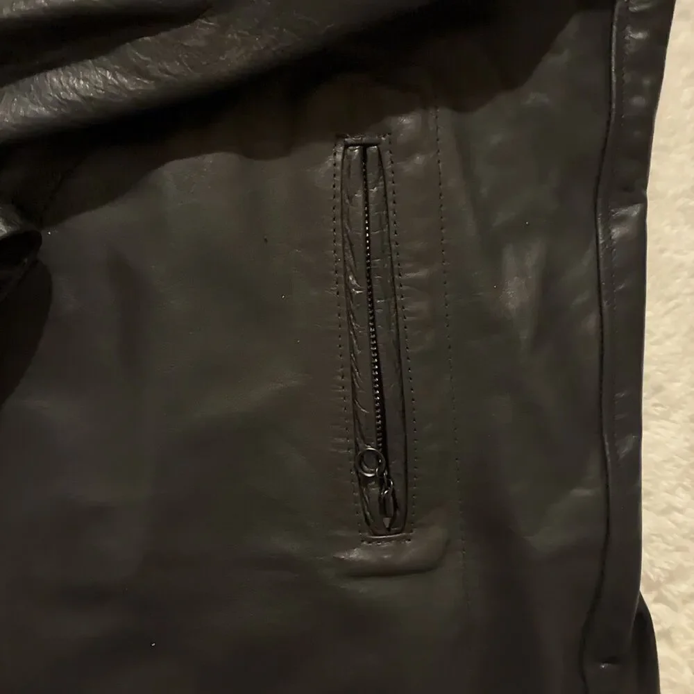 Overland Leather Men’s Black Full Zip Jacket Coat XL Genuine Leather - Picture 5 of 7